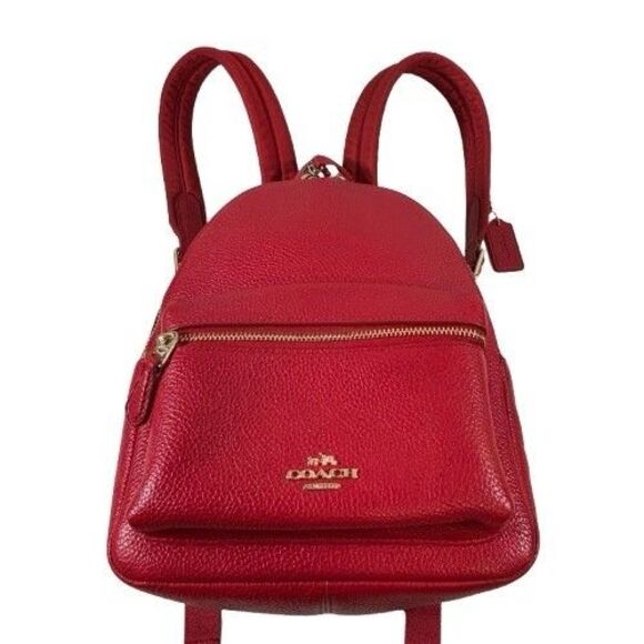 COACH Mini Charlie Backpack Red Pebbled Leather Shoulder Bag F38263 MRP $295 main image 13